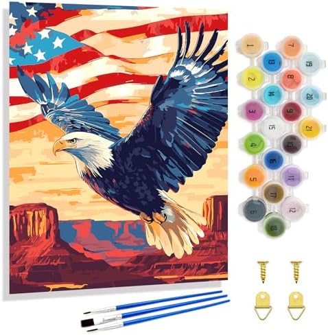 Yunnuo Paint by Numbers Kit for Adults 16x20 in,Bald Eagle in National Park