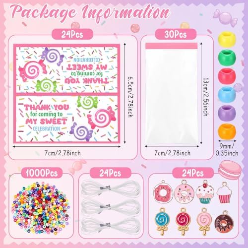 Soulchen 1102 Pcs/24 Sets Candyland Beads Bracelets Craft Candy Sweet Donut