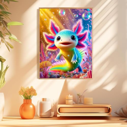 Axolotl Diamond Art Kits for Adults, Diamond Painting Kits 12x16 inch | Diamond Painting Kits for Adults Beginners, Gem Art, 5D Full Drill, DIY Arts and Crafts for Gift Home or Decor