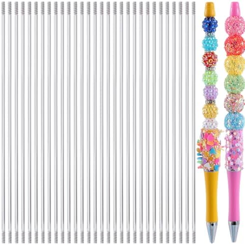 30PCS Beadable Pen Extender Rods, 117mm Beaded Metal Rods, Silver