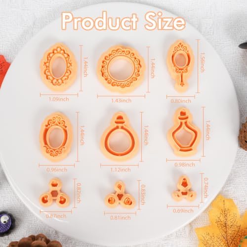 Puocaon Halloween Frame Polymer Clay Cutters for Jewelry Earrings Making | 9pcs Ornate Frame Shaped, Easy to Use Smooth Cutting Edge, Polymer Clay Jewelry Tools, Halloween Polymer Clay Artist Gifts