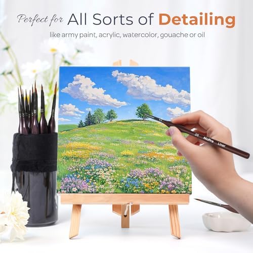 Nicpro 15 PCS Detail Paint Brushes, Miniature Paint Brushes for Detailing