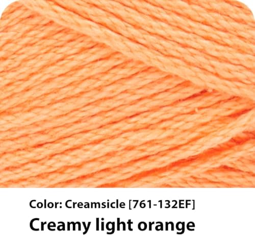 Lion Brand 24/7 Cotton Yarn, Yarn for Knitting, Crocheting, and Crafts, Creamsicle, 3 Pack