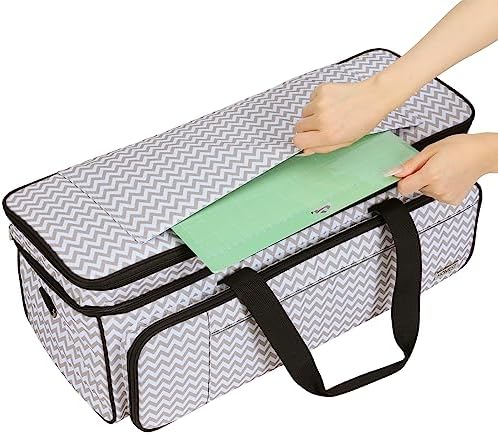 HOMEST Double Layer Carrying Case with Mat Pocket for Cricut and Tools