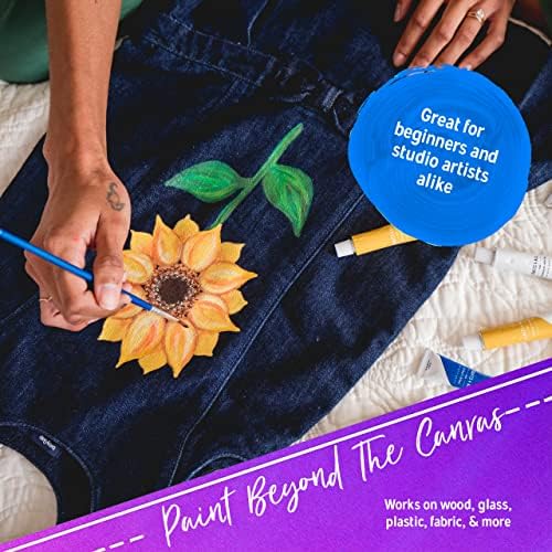 Crafts 4 All Acrylic Paint Set for Adults and Artists - 60 Pack of 12mL Paints with 3 Art Brushes, Non-Toxic Craft Paint for Easter Eggs, Ceramic Rock - Art Supplies