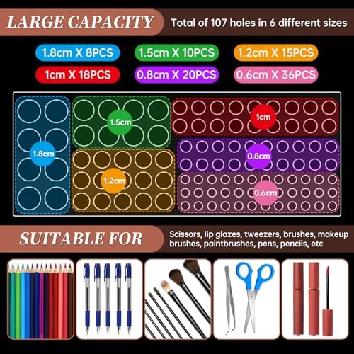 Acrylic Paint Brush Holder 105 Holes Clear Paintbrush Holder Organizer Artist Brush Holder Paint Brush Stand Rack for Pens Pencils Artist