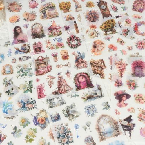 Large 24 Sheets Pre-Cut Scrapbook Sticker Book for Junk Journal Supplies, Washi Journal Stickers for Journaling, Collage Materials, Scrapbooking, Planner, Bujo, Arts Craft