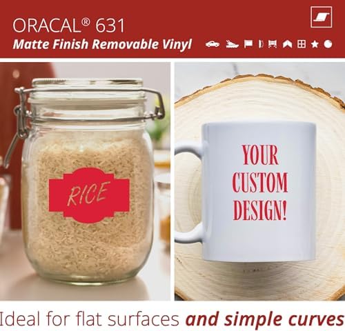 ORACAL 631 Matte Dahlia Red Vinyl Durable Roll Easy to Weed Permanent Adhesive Craft Vinyl for Plotting Machines, Decals & DIY Projects 12” x 10ft