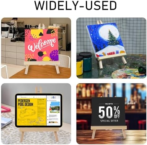 Falling in Art 12 Inch Tabletop Wood Display Easel Stand, 20 Pack | A-Frame Artist Easel for Painting Canvas, Portable Photo, Picture and Sign Holder