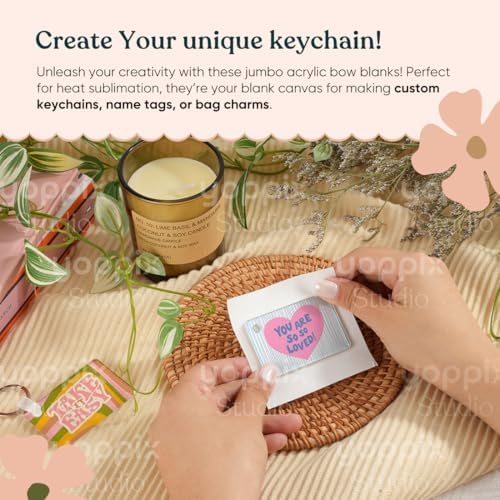 YOPPIX 90 Pcs Sublimation Acrylic Keychain Blank kit, with 30 Fixing Clips and 30 Key Rings for Heat Transfer Keychain Bag Decor Pet Necklace Christmas Tree Decor, Home Gift Crafts Supplies