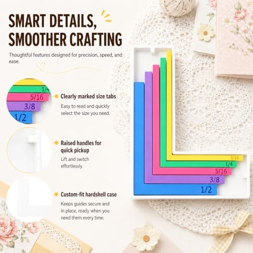 Paper Crafting Alignment Guide Set with Case,Margin Precision Layering Matting Spacers,Precision Layering & Matting Spacers,Color Coded Size Tabs for Card Making and Scrapbooking (5Pcs)