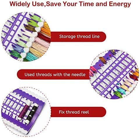 50 Positions Floss Organizer Embroidery Shelf, Luxiv Thread Organizers for Cross Stitch Embroidery Thread Holder with 15Pcs Replaceable Paper Card Sewing Needle, Embroidery Floss Organizer (Pack of 3)
