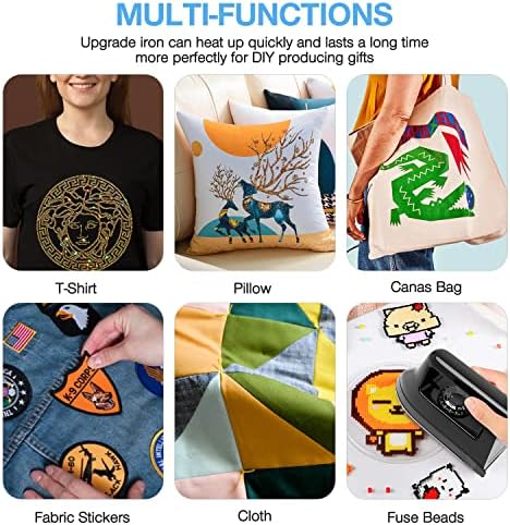 Mini Crafts Iron Handy Heat Press Machine Kit Portable with PVC Doormat for Heat Transfer, Charging Base Accessories for DIY T-Shirt Shoe Bag Vinyl Projects