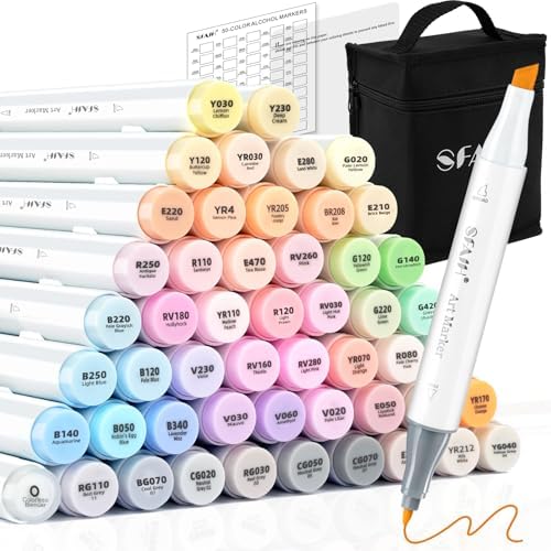 SFAIH Art Pastel Alcohol Markers Chisel & Fine Tip - 51 Dreamy Colors