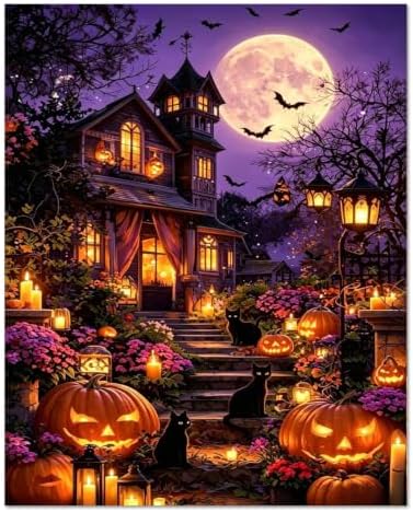 WULINHUAFA Paint by Numbers Adults Beginner Castle 16x20 Inch | Adult Paint by Number Kits Halloween, DIY Acrylic Oil Easy Painting by Numbers for Gifts Home Wall Decor Without Frame