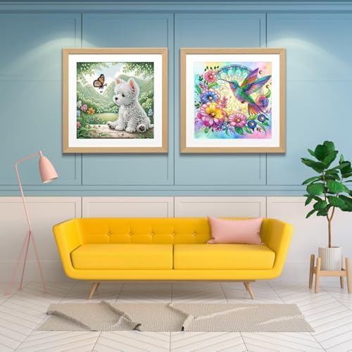 Bloomthread Dog and Butterfly Diamond Painting Kits for Adults – Partial Drill Diamond Art Painting Kits for Holiday Gifts and Home Decor 12x12 Inches (Dog and Butterfly)