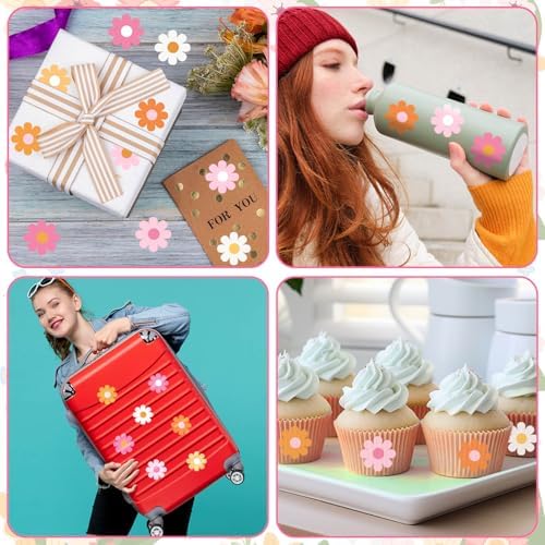 1200 PCS Boho Daisy Stickers Roll, 16 Styles Flower Stickers Roll