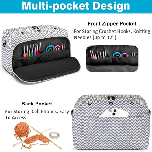 IBFUN Crochet Yarn Knitting Bag Organizer for Knit Accessories Hooks