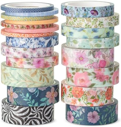 Mr. Pen- Washi Tape Set, 21 Rolls, Assorted Sizes, Floral Vintage | 5 Yards/Roll, Washi Tape for Scrapbook, Arts, Crafts, Journals and Planners