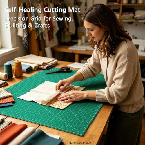 ArtAt Self Healing Cutting Mat: 48″x 36″ Green Double Sided PVC Non-Slip 5 Layers Craft Mat for Maximum Healing - Great for Sewing & Quilting & Scrapbooking and Craft & Art Projects…