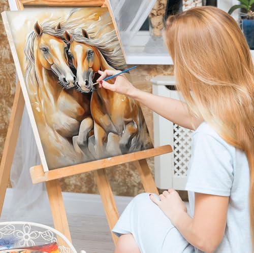 Bowetile Framed Paint by Numbers Horse for Adults Beginners, Adults' Paint-by-Number Horse Kits, Easy Adult Paint by Number Kits on Canvas, Acrylic Animals Number Painting for Home Decor, 8x12in