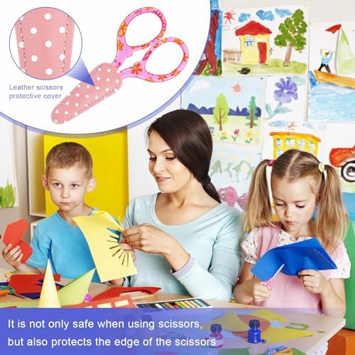 Therwen 6 Pcs 3.6 Inch Embroidery Scissors with Artificial Leather Cover Stainless Steel Vintage Craft Scissors for Crafting Threading DIY Needlework Art Manual Handicraft (Colorful)