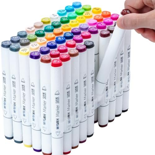 M&G Alcohol Markers, 60 Colors Dual Tip Art Markers, coloring markers with Storage Case for Adult Stocking Stuffers,Christmas Gift Idea for artists (White Barrel)