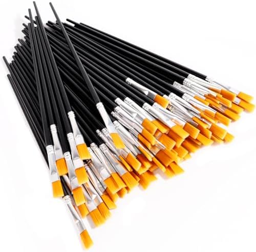 30Pcs Paint Brushes for Acrylics Painting, Flat Paint Brush Bulk, Black
