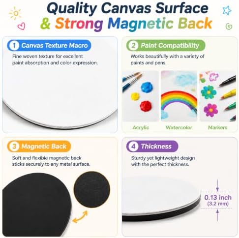 15 Pack Mini Canvas Boards with Soft Magnet Back