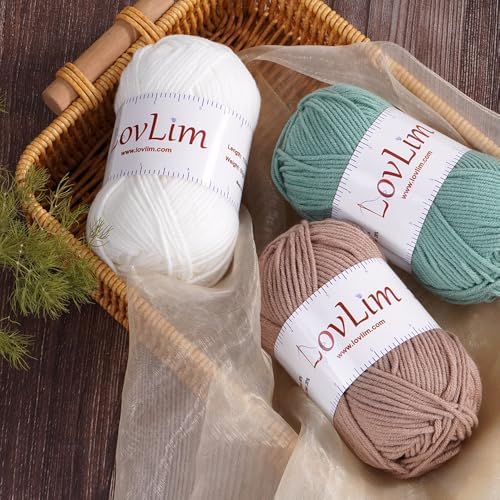 Yarn Pack, 6 skeins of 50g Each, Soft Cotton Yarn for Crochet and Knitting, Craft DK Amigurumi Yarn (Six Light Brown)