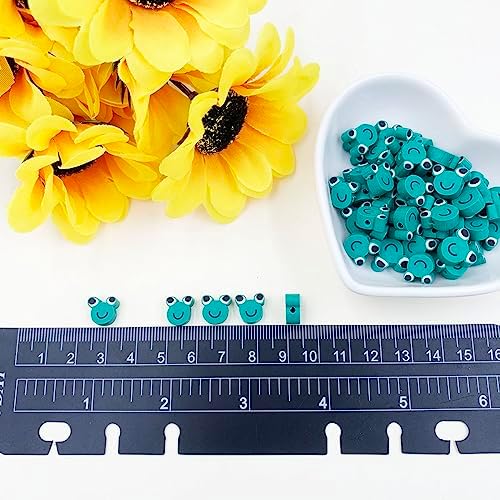 100Pcs Frog Polymer Clay Loose Spacer Beads, 10mm Cute Beads Charms for Women DIY Hair Clip Necklace Bracelet Jewelry Earring Handmade Craft Making