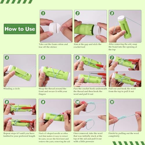 Crochet Loop Guide for Beginners, Crochet Holder with 6 Replaceable Sponges