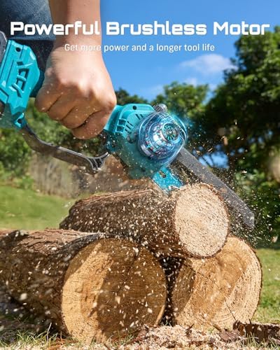 SEESII 2-in-1 Electric Pole Saws for Tree Trimming, Brushless Motor | 2 x 4000mAh Batteries,Hand Held Mini Chainsaw Cordless 6 Inch with Extension Pole for Tree Limb Branch Cutter