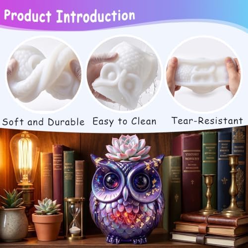 Owl Silicone Resin Mold for Epoxy Casting Succulent Pot Pen Holder