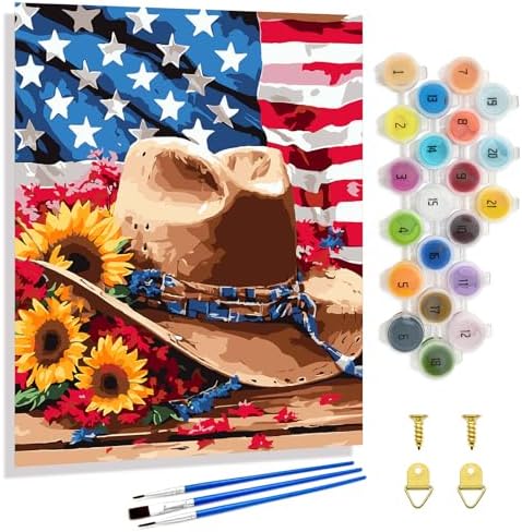 Yunnuo Paint by Numbers Kit for Adults American Flag,16x20 inch