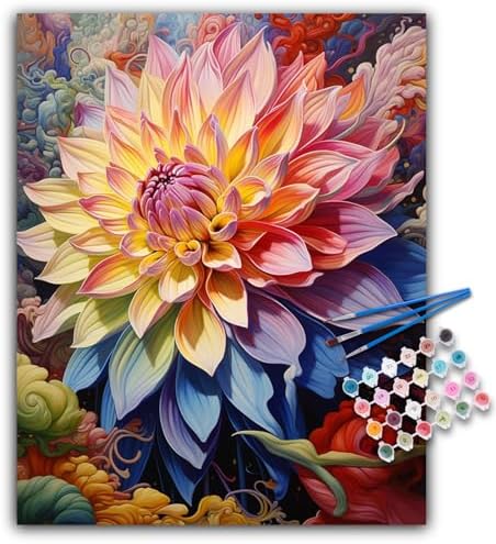 Paint by Numbers Kit for Adults, Flowers DIY Acrylic Canvas Painting Set