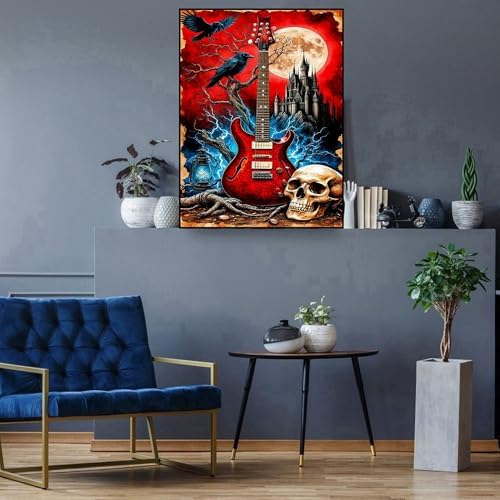 Diamond Art Kits for Adults ,Gothic castle Guitar Diamond Painting Kits