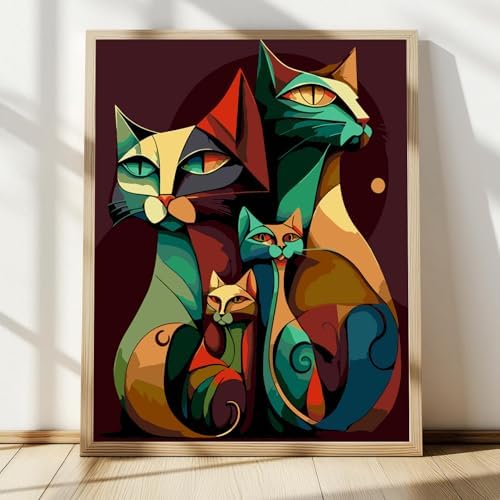 Paint by Numbers Kit for Adults Beginners,Abstract Cat(16x20 inches)