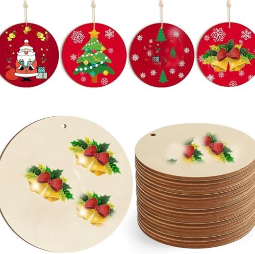 Wooden disc Ornament 10pcs Blank Wood Ornaments, 3.5X3.5 in Used for Painting and Decoration DIY Technology, Hanging skrnrhrery