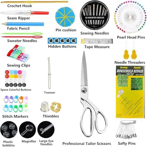 Sewing Kit for Adults,Needle and Thread Kit for Sewing,Professional Sewing Supplies Accessories with Tailor Snips and More for Basic Home Hand Sewing Repair Kits (243, Black B)