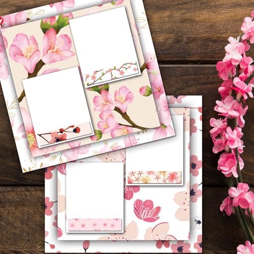 48 Sheets Cherry Blossom Scrapbook Paper,Cherry Blossom Pattern Decorative Scrapbook Paper for Journals DIY Cards and Photo Albums,Aesthetic Craft Supplies