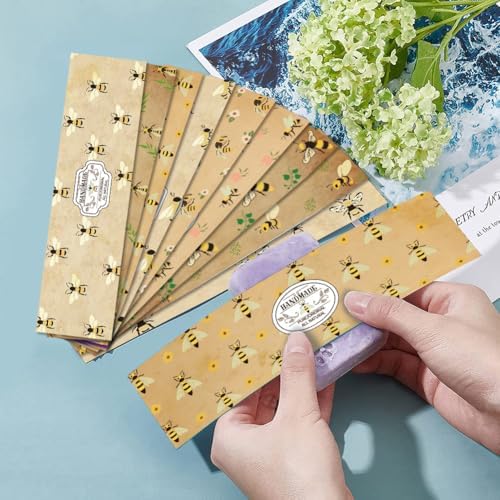 PH PandaHall 90pcs Soap Packaging Paper - 9 Styles Bee Soap Wrapper Animal Wrap Paper Tape Vertical Soap Paper Tag Sleeves Covers for Homemade Soap Bar Packaging, 8.2 Inch Long