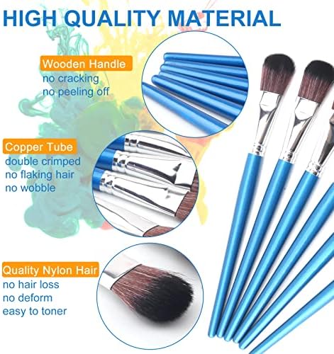 GACDR 1 Inch Mop Brush for Acrylic Painting, 6 Pieces Oval Blending Brushes for Acrylic Painting with Short Wooden Handle for Acrylic, Gouache，Watercolor (Pack of 2)