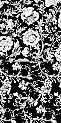 8"x 8" 50pcs Cotton Fabric Squares for Sewing Quilting Supplies-B&W Floral