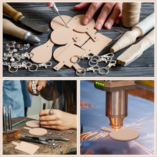 Landical 20 Pcs Leather Keychain Blank Kit with Swivel Hooks,Mixed