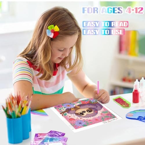 Sloth Diamond Art Painting Kits for Kids with Frame Ages 4-8-12 (7x7 inch)