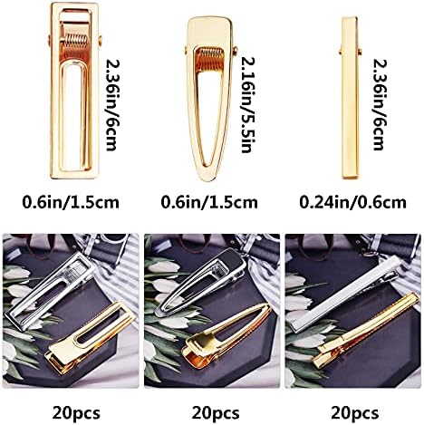 60PCS Hair Clips for Silicone Resin Molds, DIY Hair Bow Clips Pearl Hairpin Hair Accessories for Girls and Women (Mix Silver-Golden)