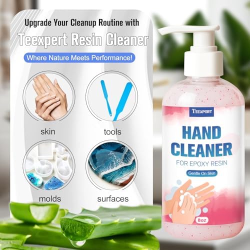 Teexpert Resin Remover Gel 8OZ Hand Cleaner For Epoxy Resin All-Natural Gentle & Moisturizing Hand Cleanser Ideal for Removing Uncured Resins Molds Tools