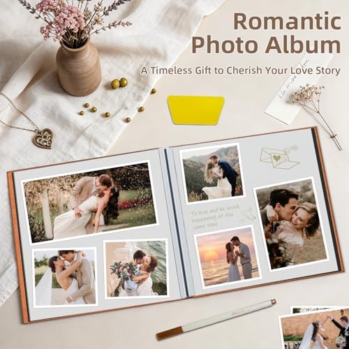 Popotop Photo Album Self Adhesive Scrapbook Album for 4x6 5x7 8x10 Pictures DIY Photo Book as Scrapbooking Supplies Kits, Birthday Gifts for Women Mom Wedding Baby Family Travel