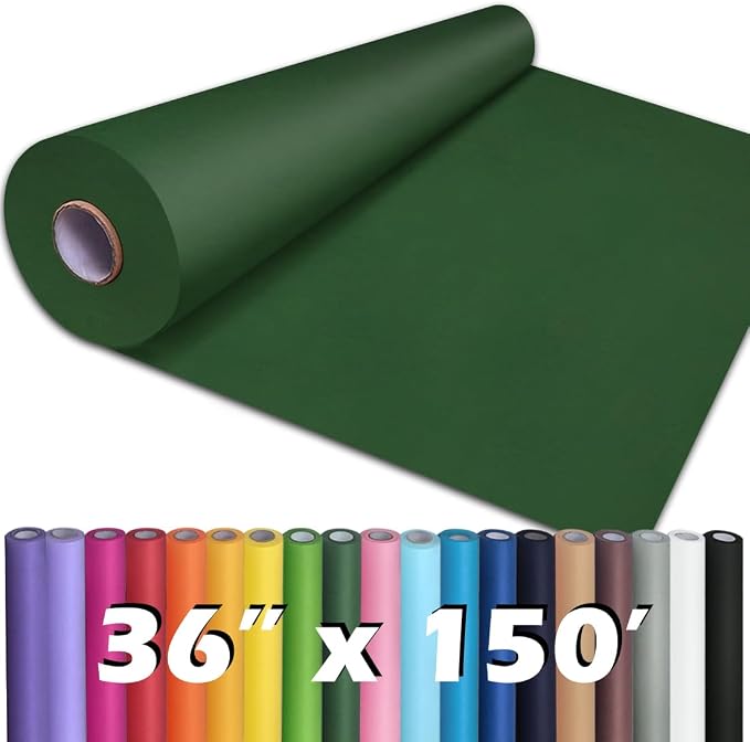 PerkHomy Dark Green Kraft Paper Roll 36" x 1,800" (150') for Gift Wrapping Bouquet Flower Art Painting Craft Writing Packaging Shipping 80GSM 55LB (Dark Green, 36" x 150')